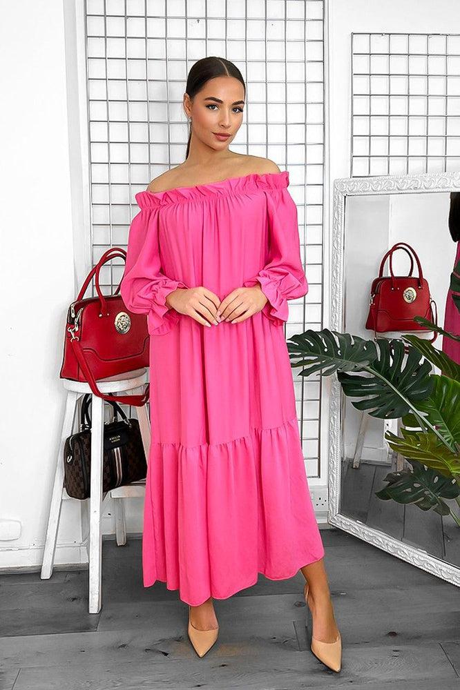 Tiered Off Shoulder Maxi Dress-SinglePrice