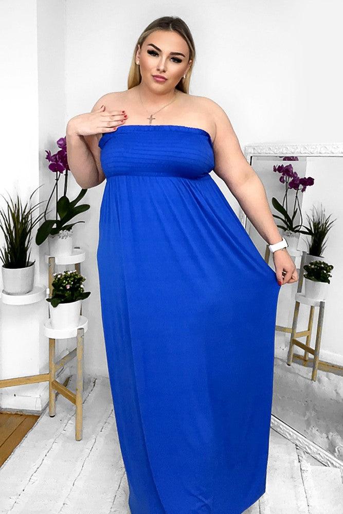 Shirred Bust Jersey Boobtube Maxi Dress-SinglePrice