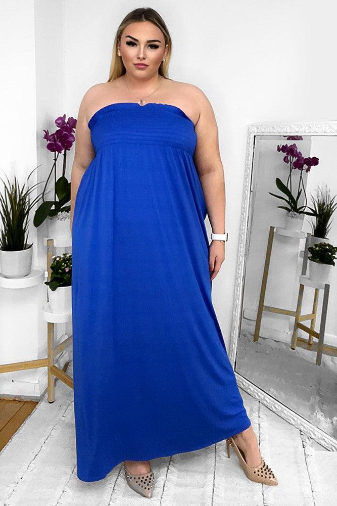 Shirred Bust Jersey Boobtube Maxi Dress-SinglePrice