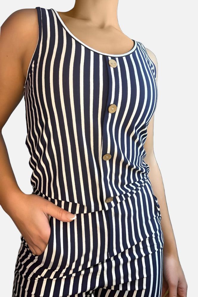 Contrast Stripe Satin Playsuit-SinglePrice