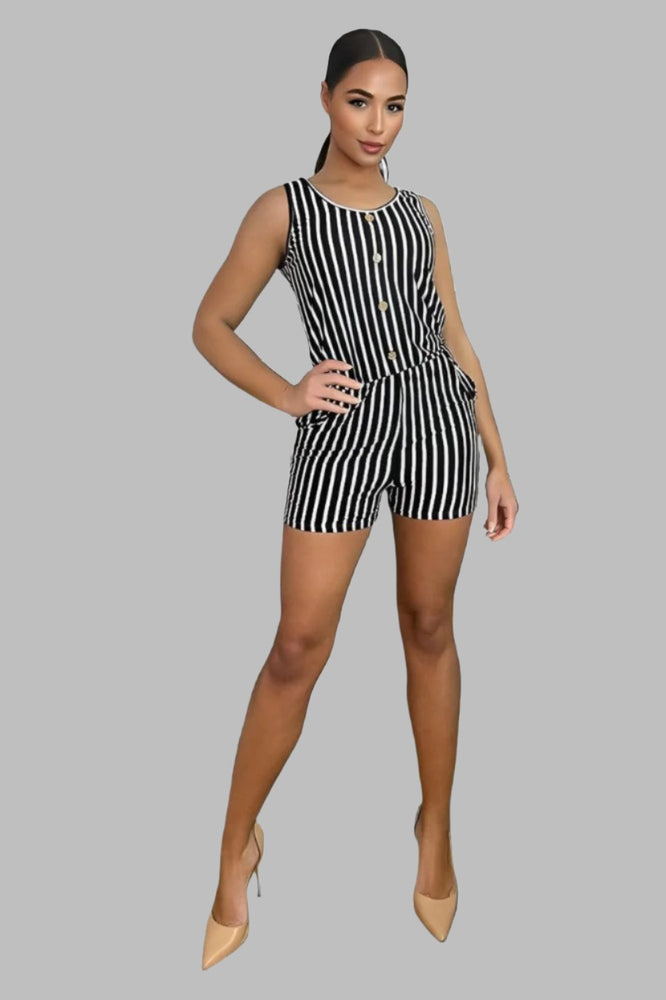 Contrast Stripe Satin Playsuit-SinglePrice