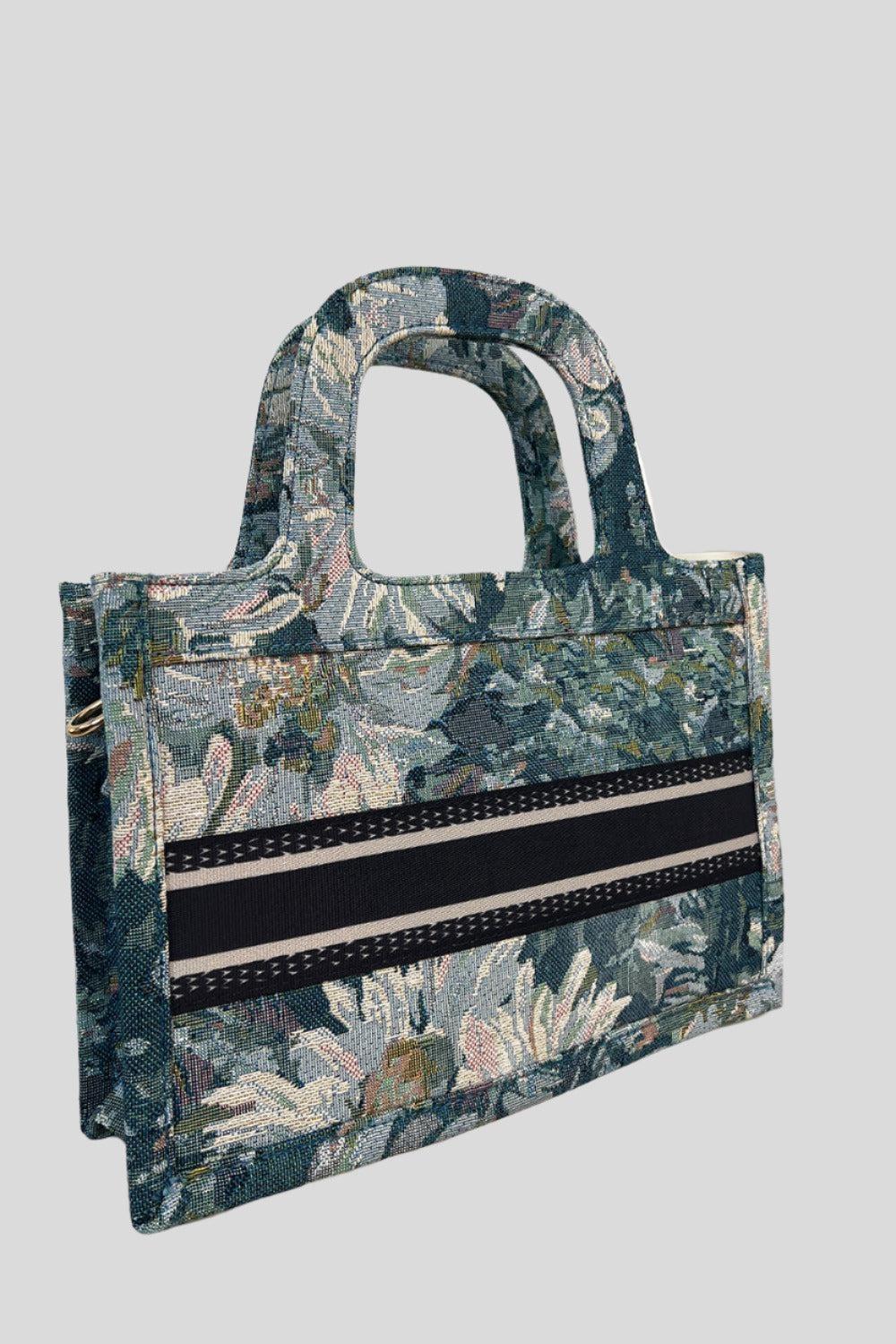 Floral Jacquard Hard Handles Handbag-SinglePrice