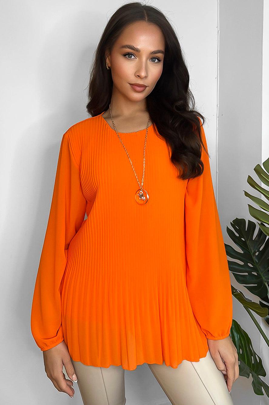 Pleated Chiffon Necklace Blouse-SinglePrice