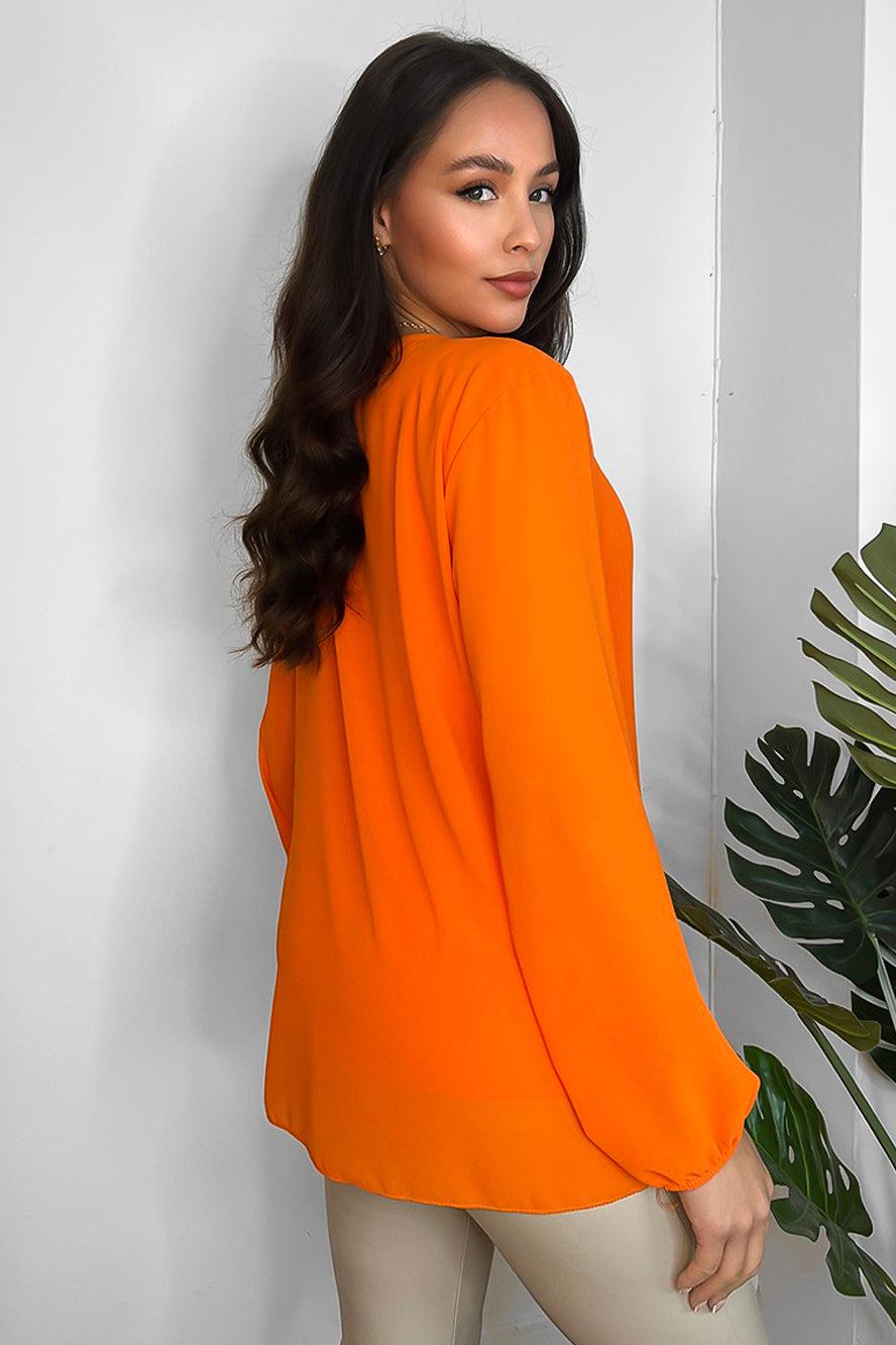 Pleated Chiffon Necklace Blouse-SinglePrice