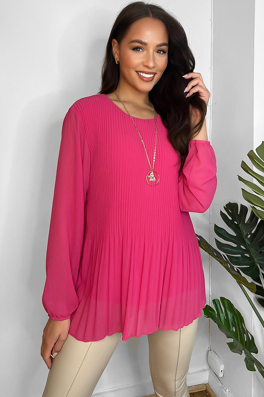 Pleated Chiffon Necklace Blouse-SinglePrice