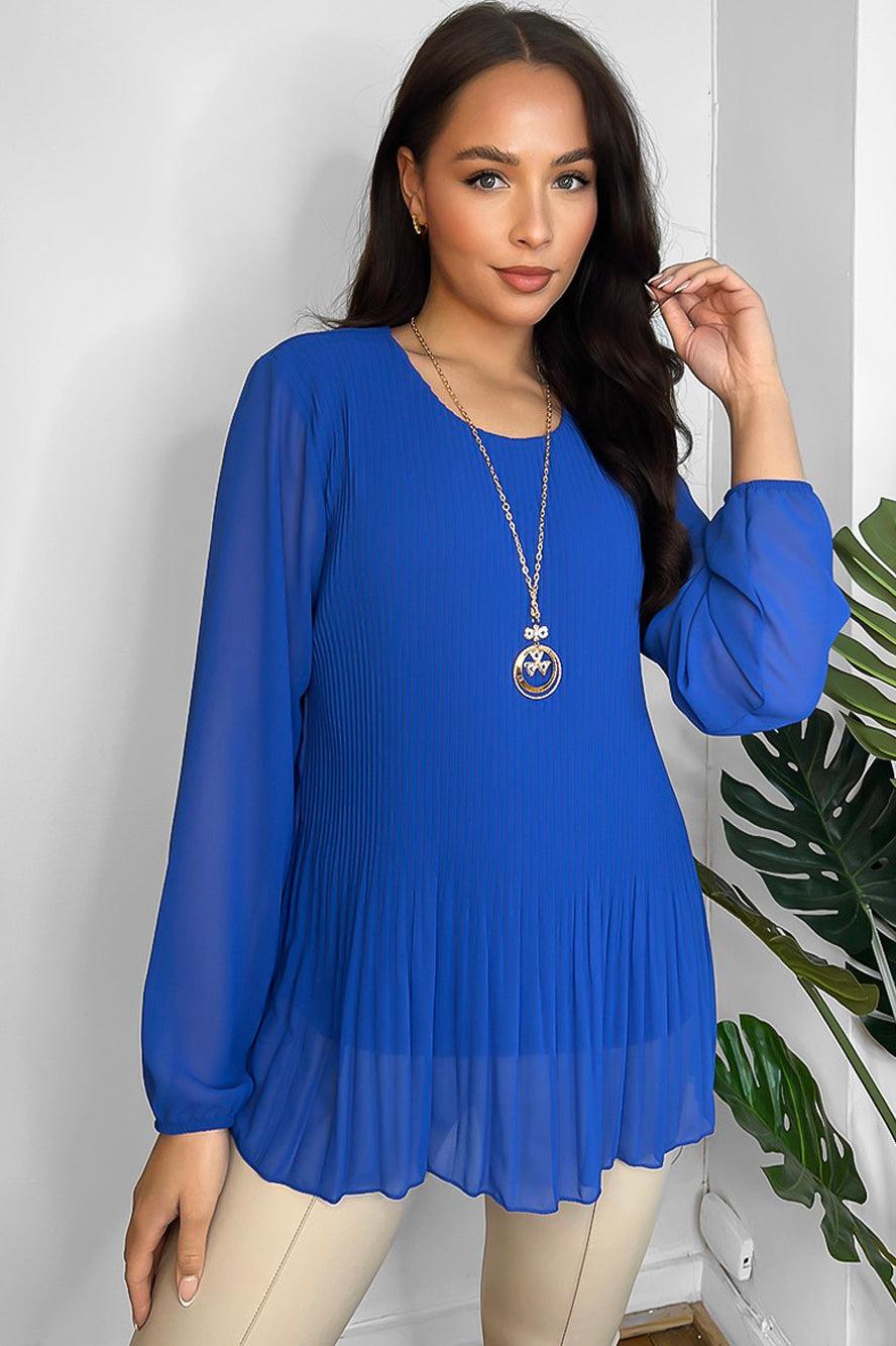 Pleated Chiffon Necklace Blouse-SinglePrice