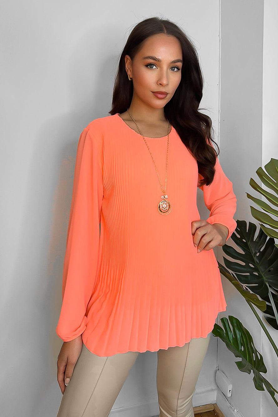 Pleated Chiffon Necklace Blouse-SinglePrice