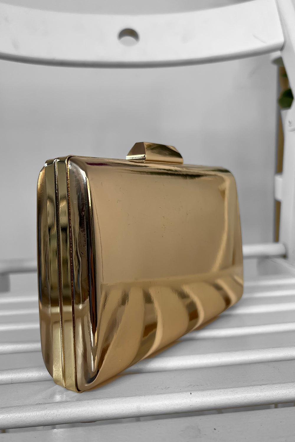 Rose Gold Mirror Look Clipframe Handbag-SinglePrice