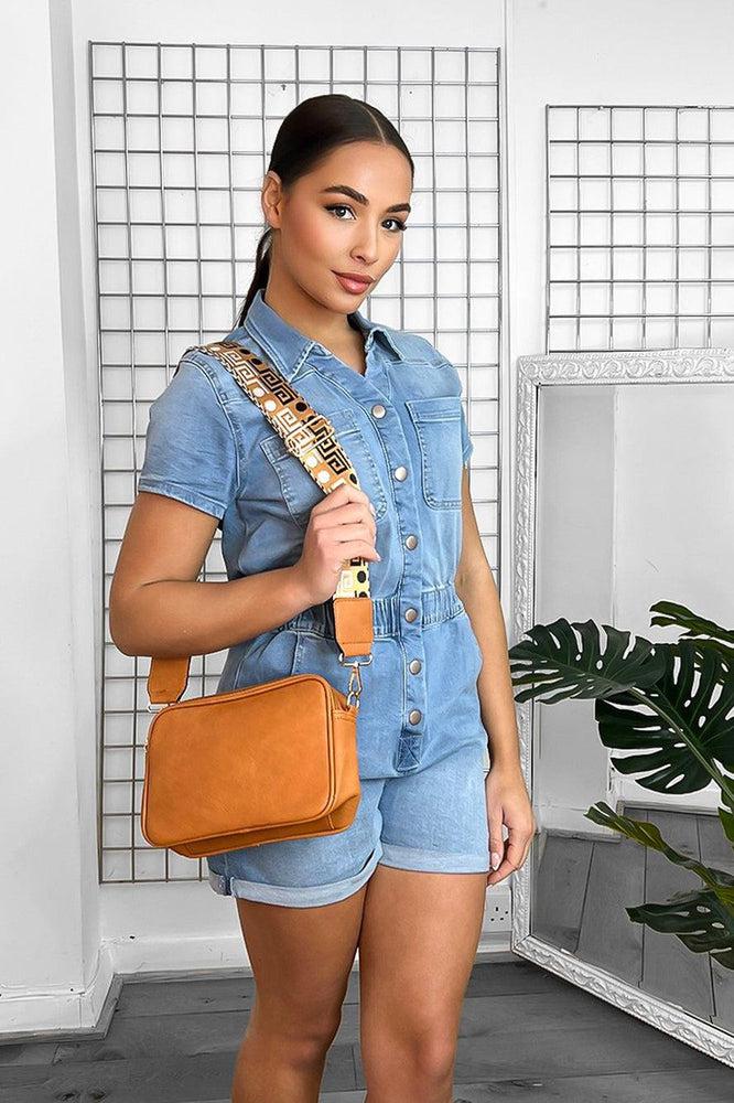 Thick Embellished Strap Boxy Vegan Leather Shoulder Bag-SinglePrice