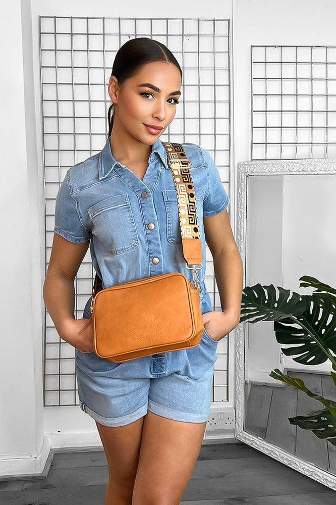 Thick Embellished Strap Boxy Vegan Leather Shoulder Bag-SinglePrice