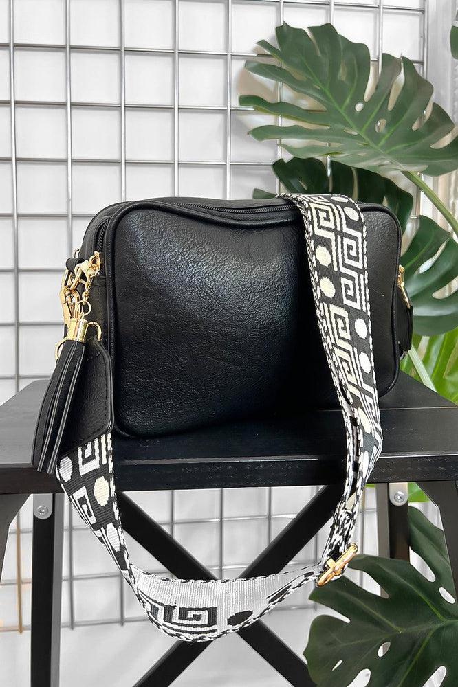 Thick Embellished Strap Boxy Vegan Leather Shoulder Bag-SinglePrice