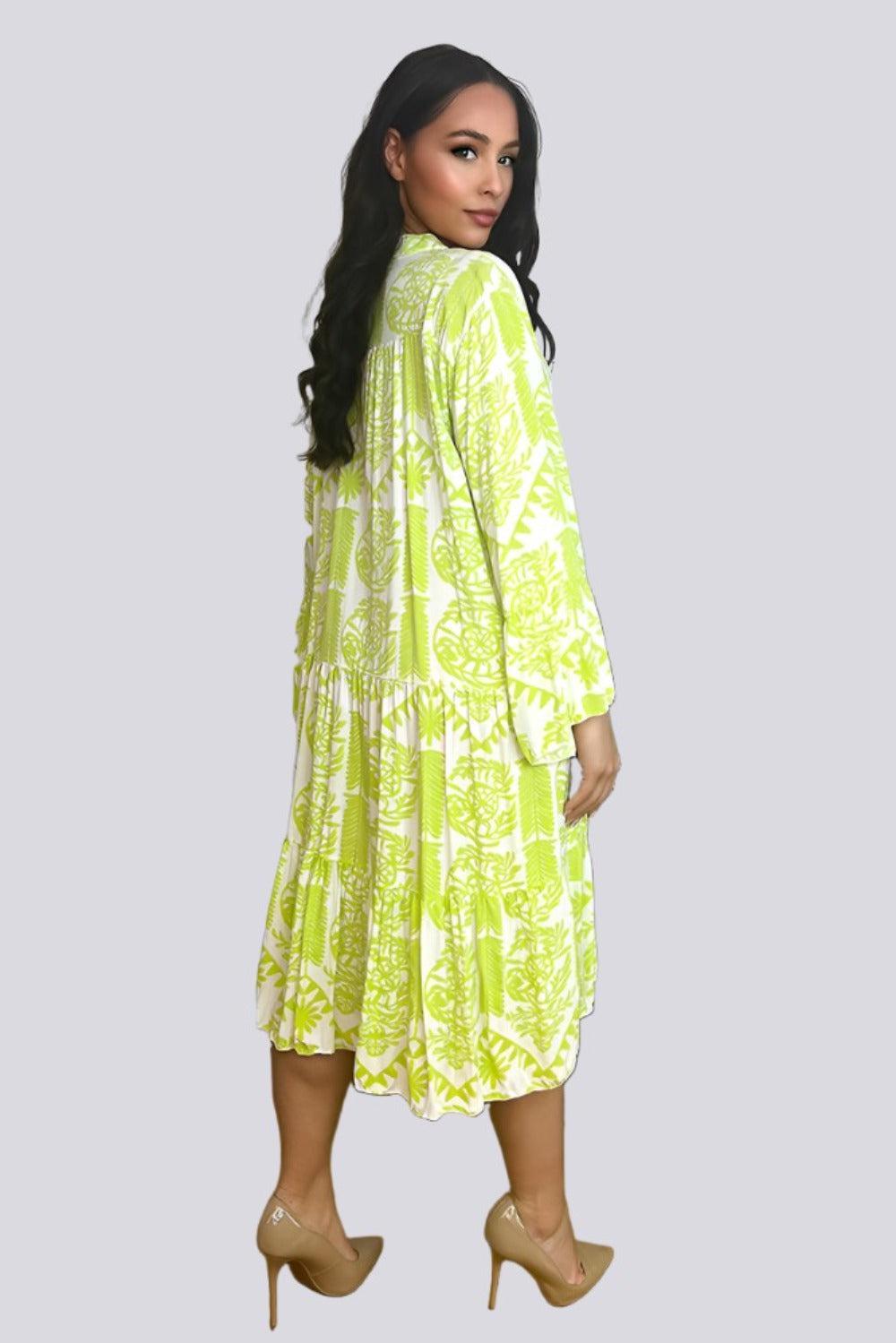 Monochrome Dreamcatcher Print Tiered Summer Dress-SinglePrice