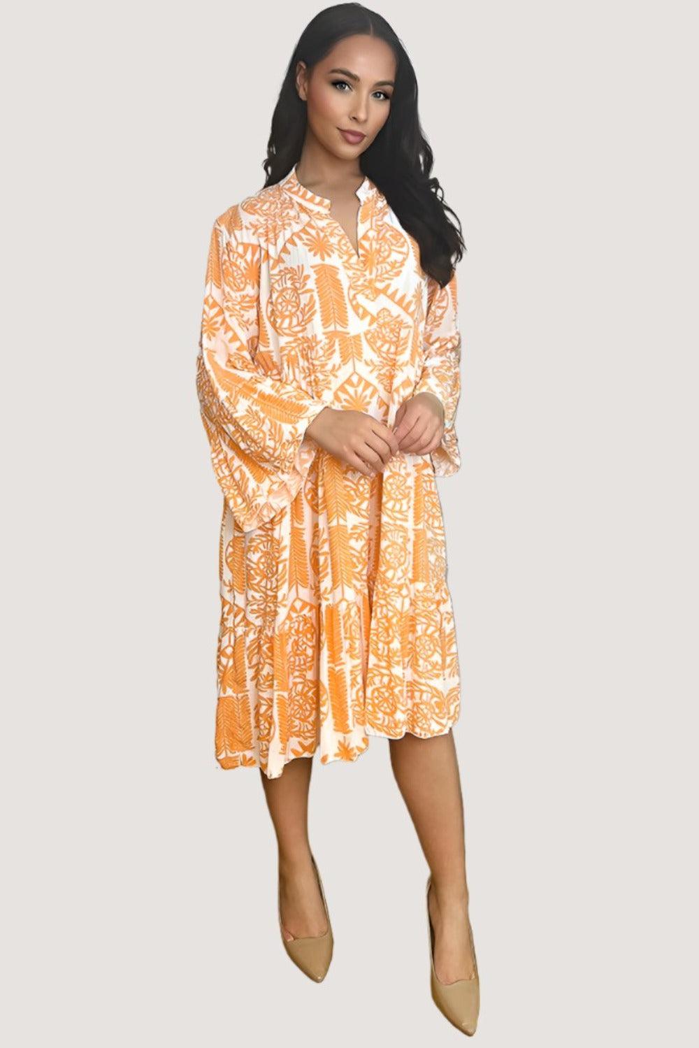 Monochrome Dreamcatcher Print Tiered Summer Dress-SinglePrice