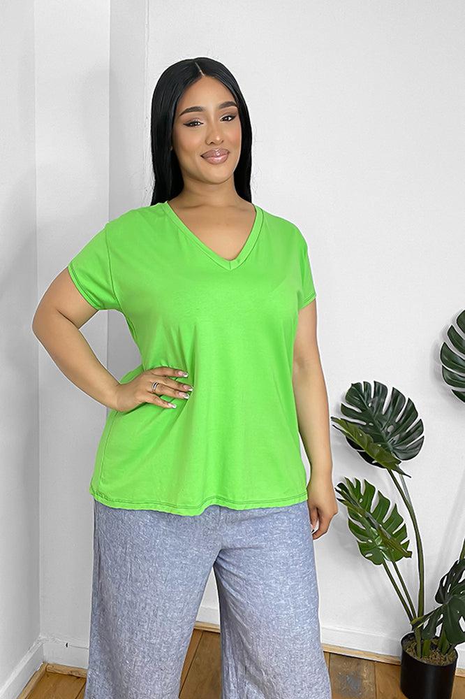 Classic V-Neck Soft Touch Cotton Blend Tee-SinglePrice