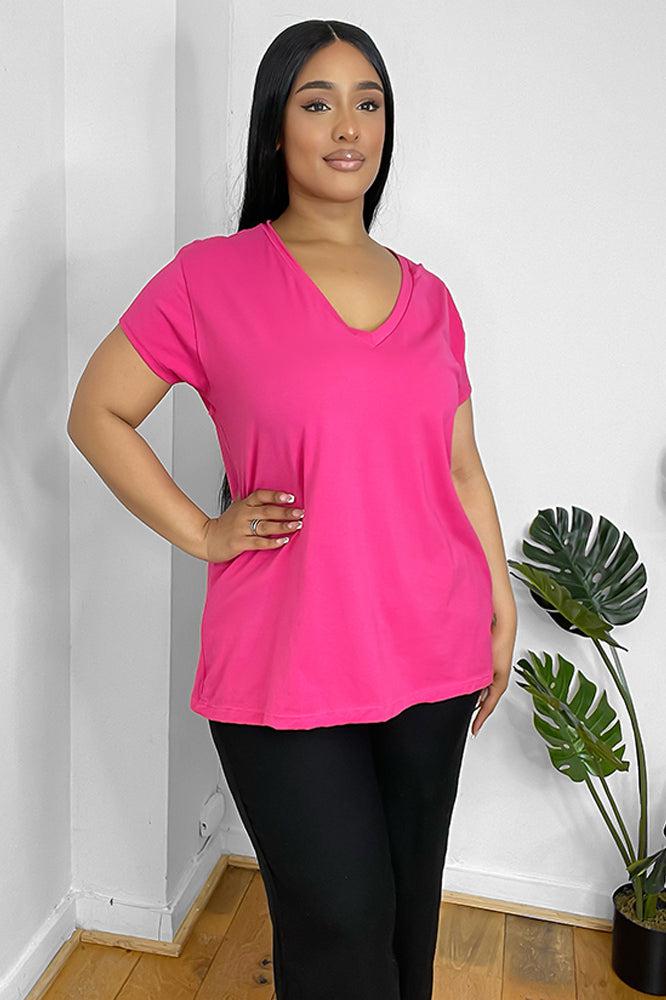 Classic V-Neck Soft Touch Cotton Blend Tee-SinglePrice