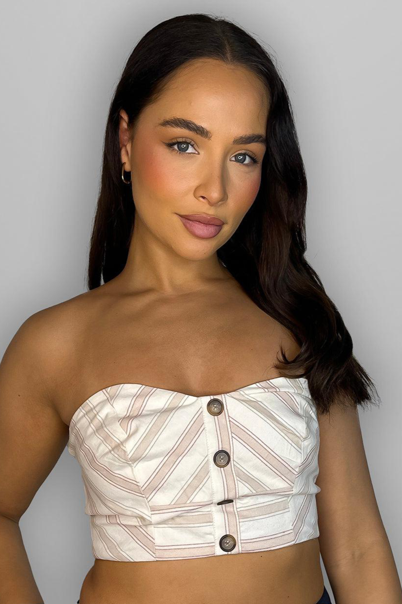 Wholesale Women's Beige Stripe Cotton Bustier (PACK OF 7)
