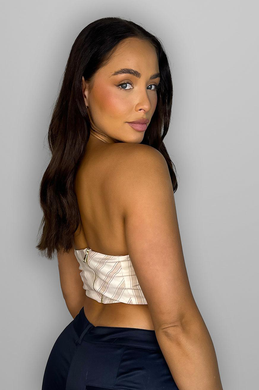 Wholesale Women's Beige Stripe Cotton Bustier (PACK OF 7)