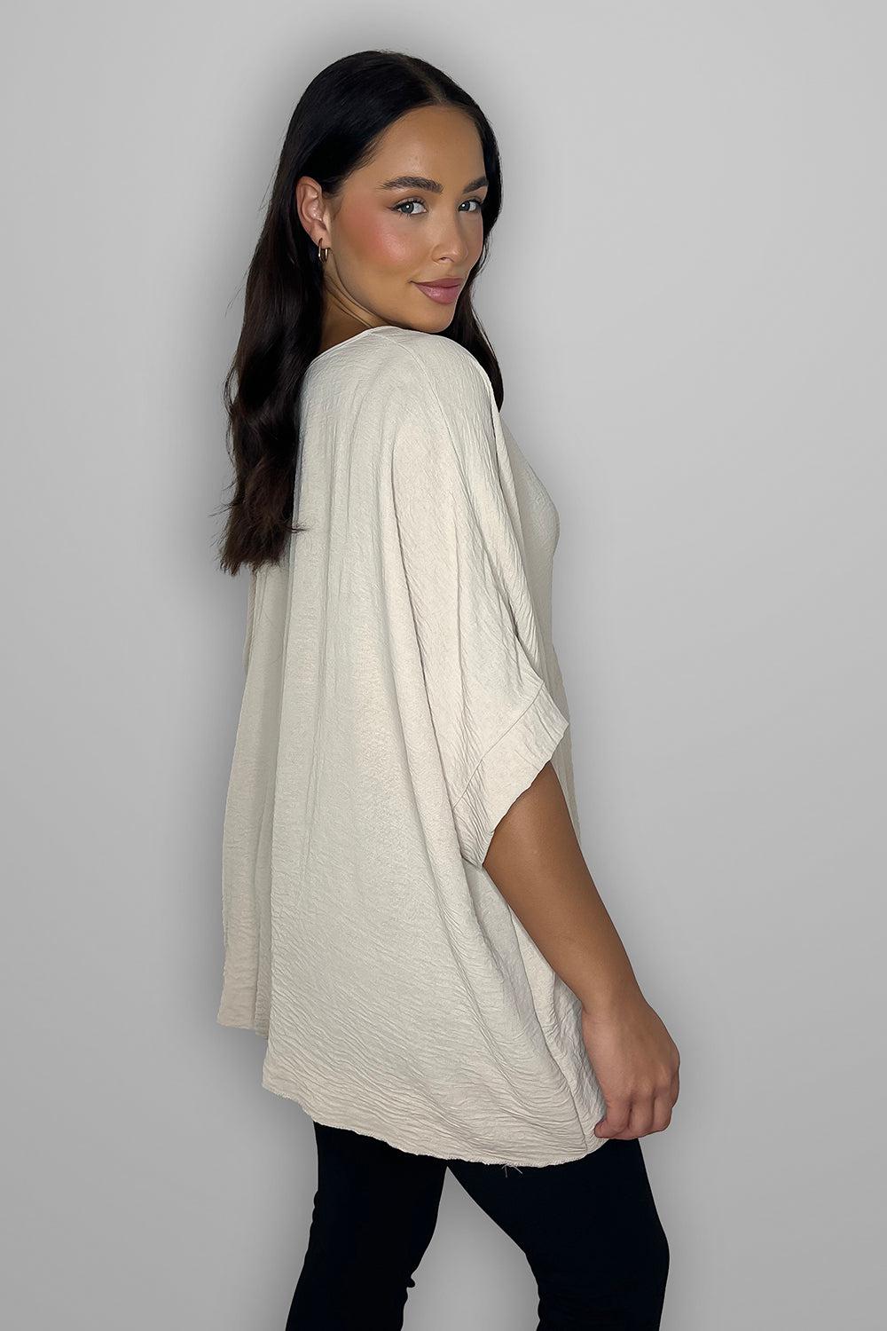 Gathered At The Front V-neck Tunic-SinglePrice