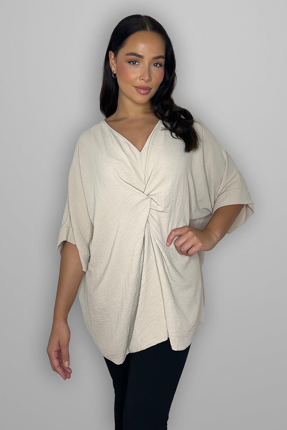 Gathered At The Front V-neck Tunic