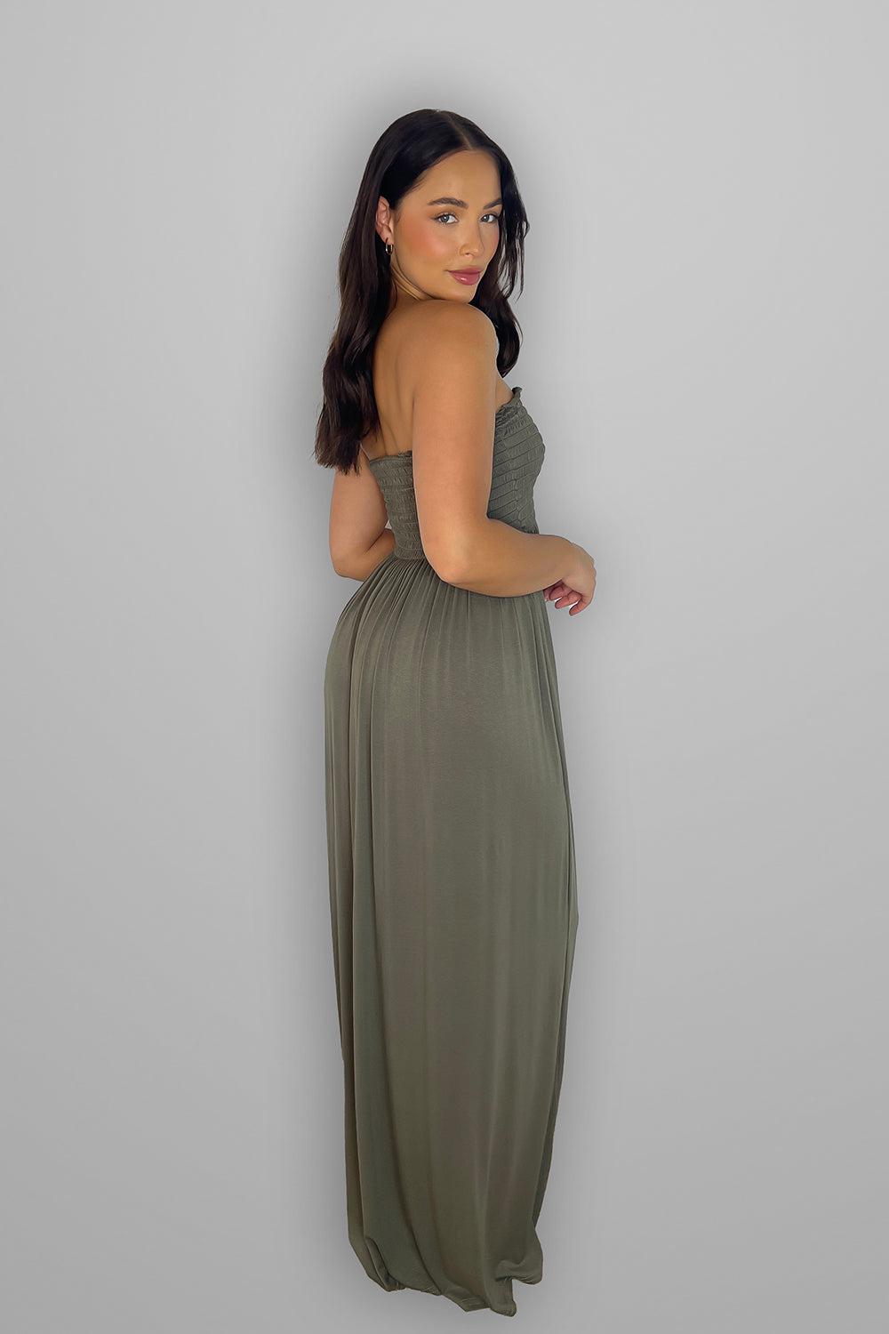 Shirred Boobtube Maxi Dress-SinglePrice