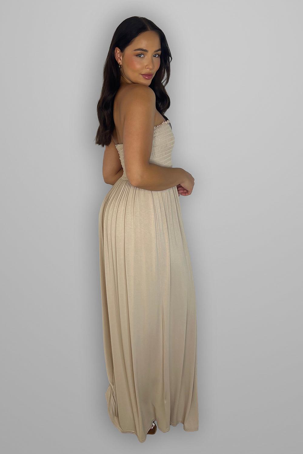 Shirred Boobtube Maxi Dress-SinglePrice