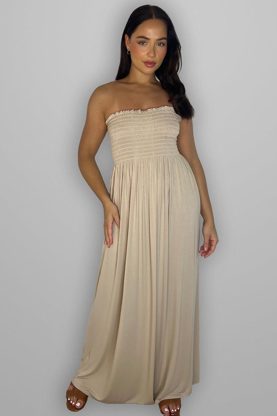 Shirred Boobtube Maxi Dress-SinglePrice