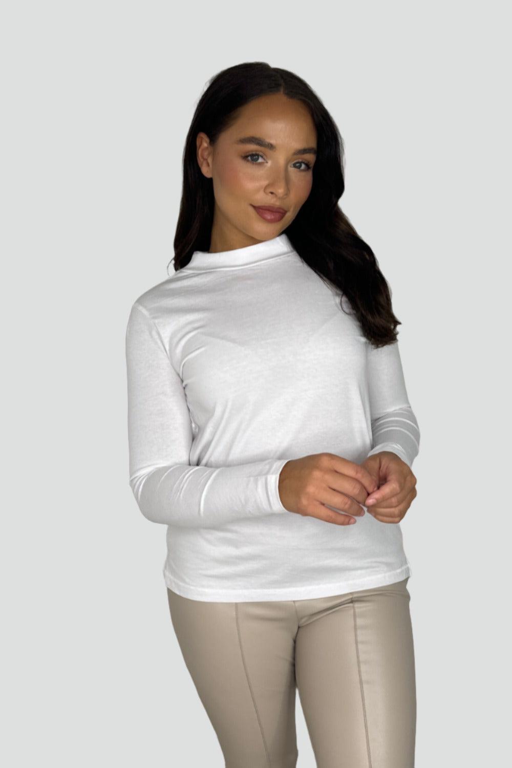 Basic Long Sleeve Cotton Turtleneck Top-SinglePrice