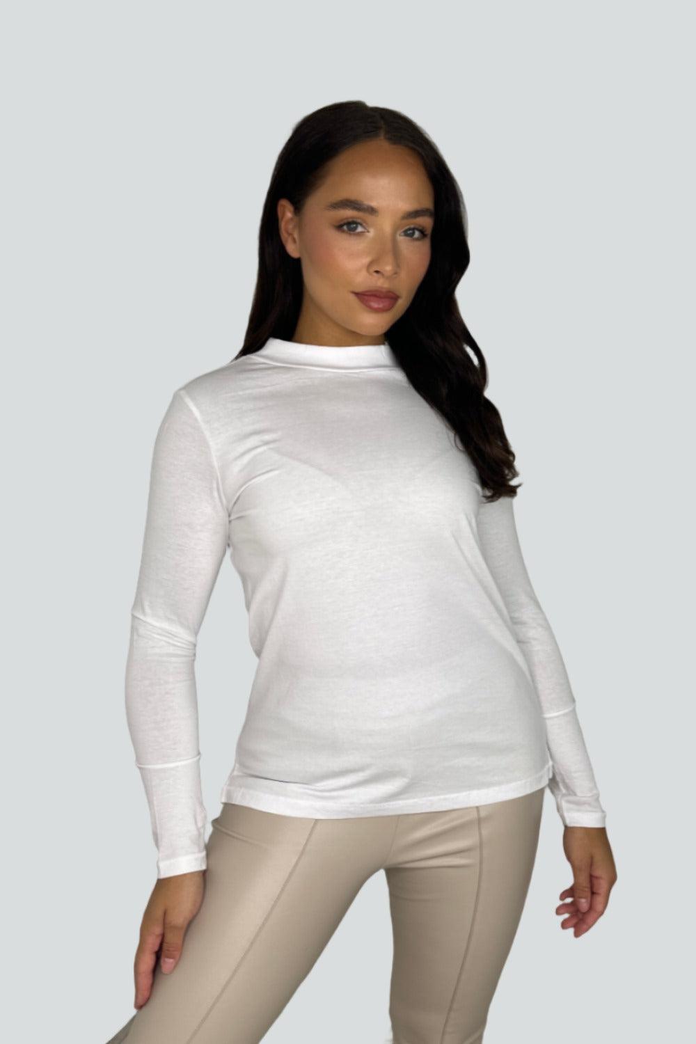 Basic Long Sleeve Cotton Turtleneck Top-SinglePrice