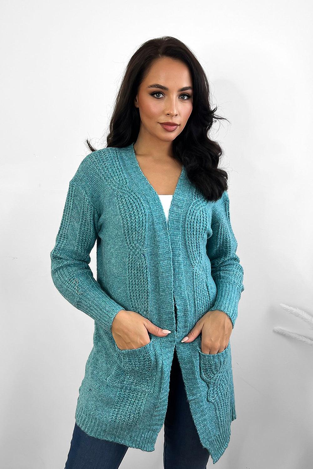 Twisted Braid Knit Open Front Cardigan-SinglePrice