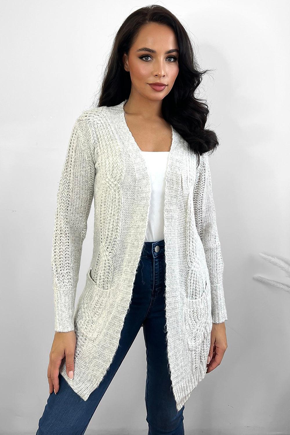 Twisted Braid Knit Open Front Cardigan-SinglePrice