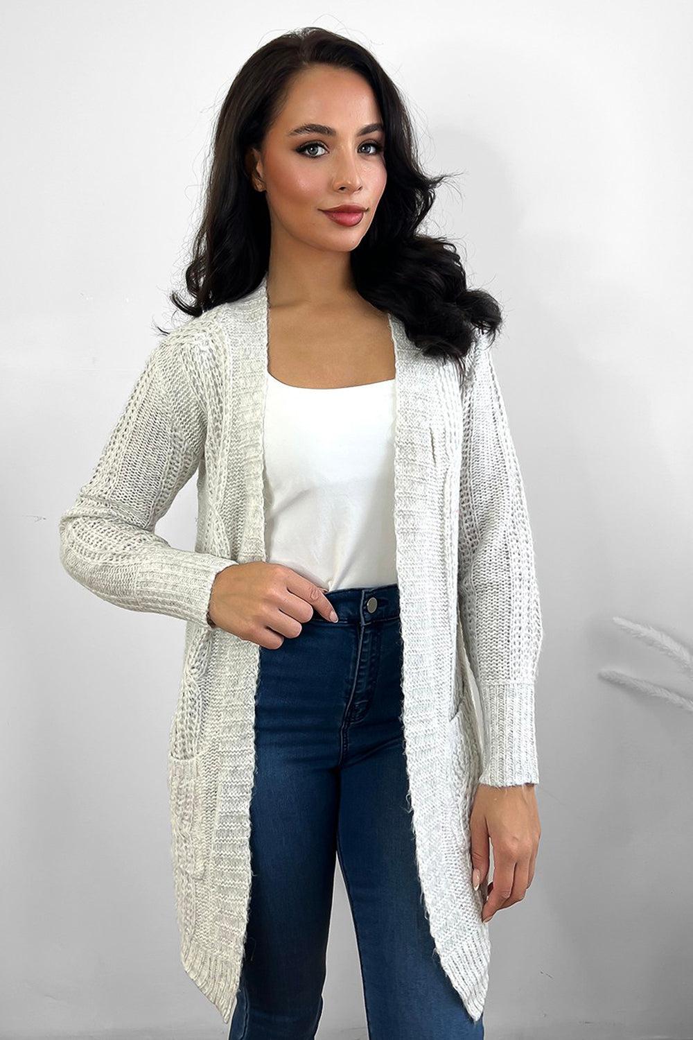 Twisted Braid Knit Open Front Cardigan-SinglePrice