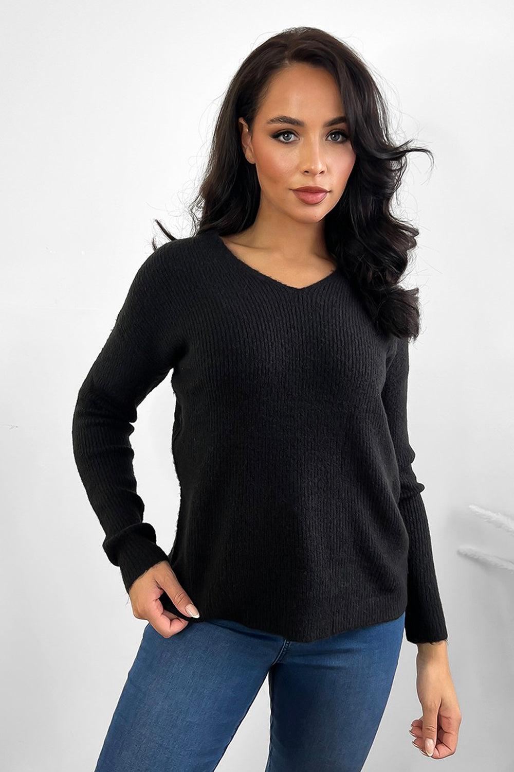 Super Soft Knit V-Neck Jumper-SinglePrice