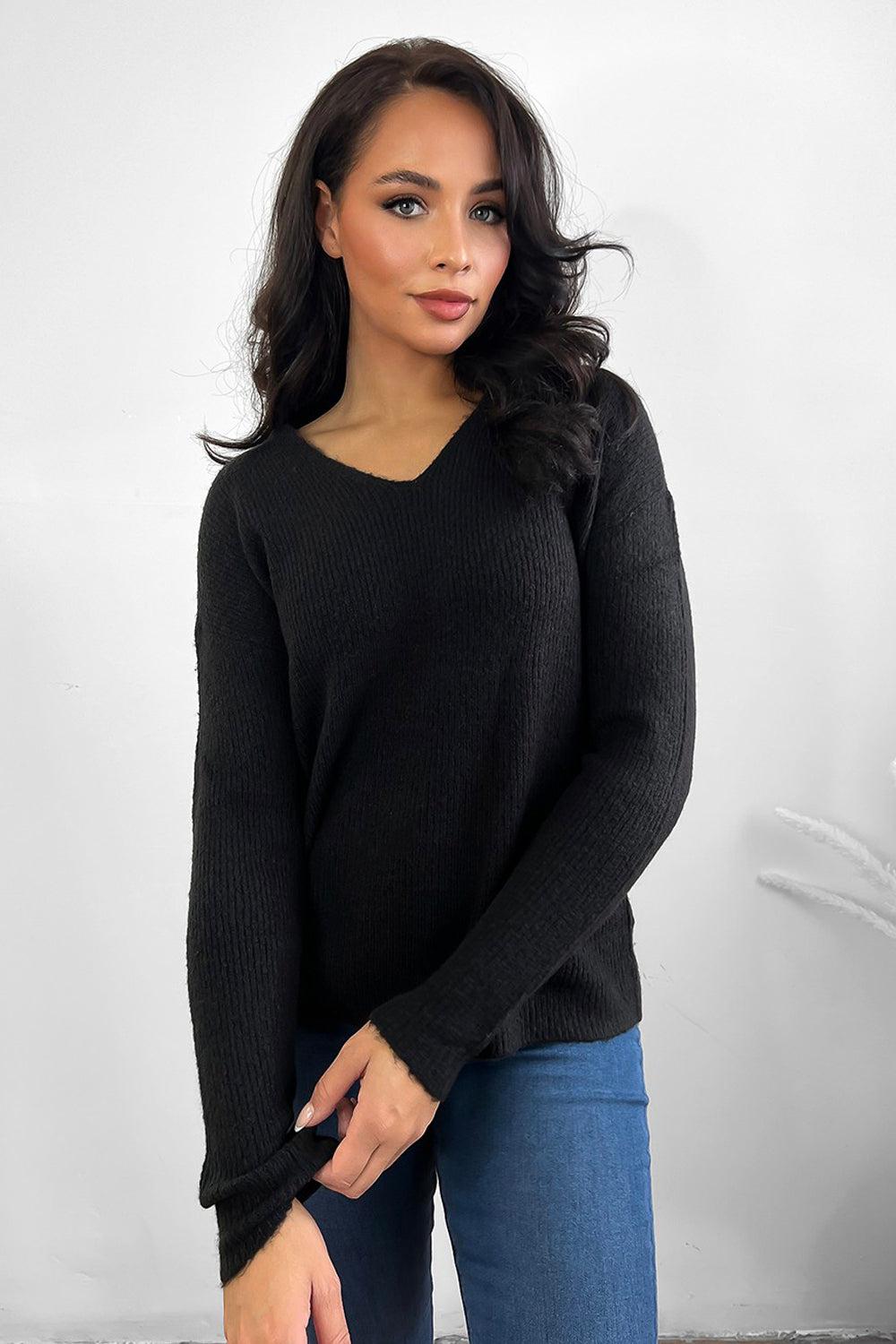 Super Soft Knit V-Neck Jumper-SinglePrice