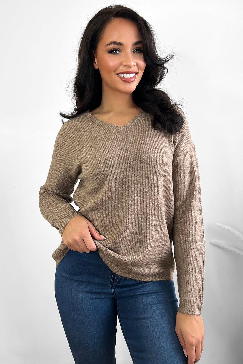 Super Soft Knit V-Neck Jumper-SinglePrice