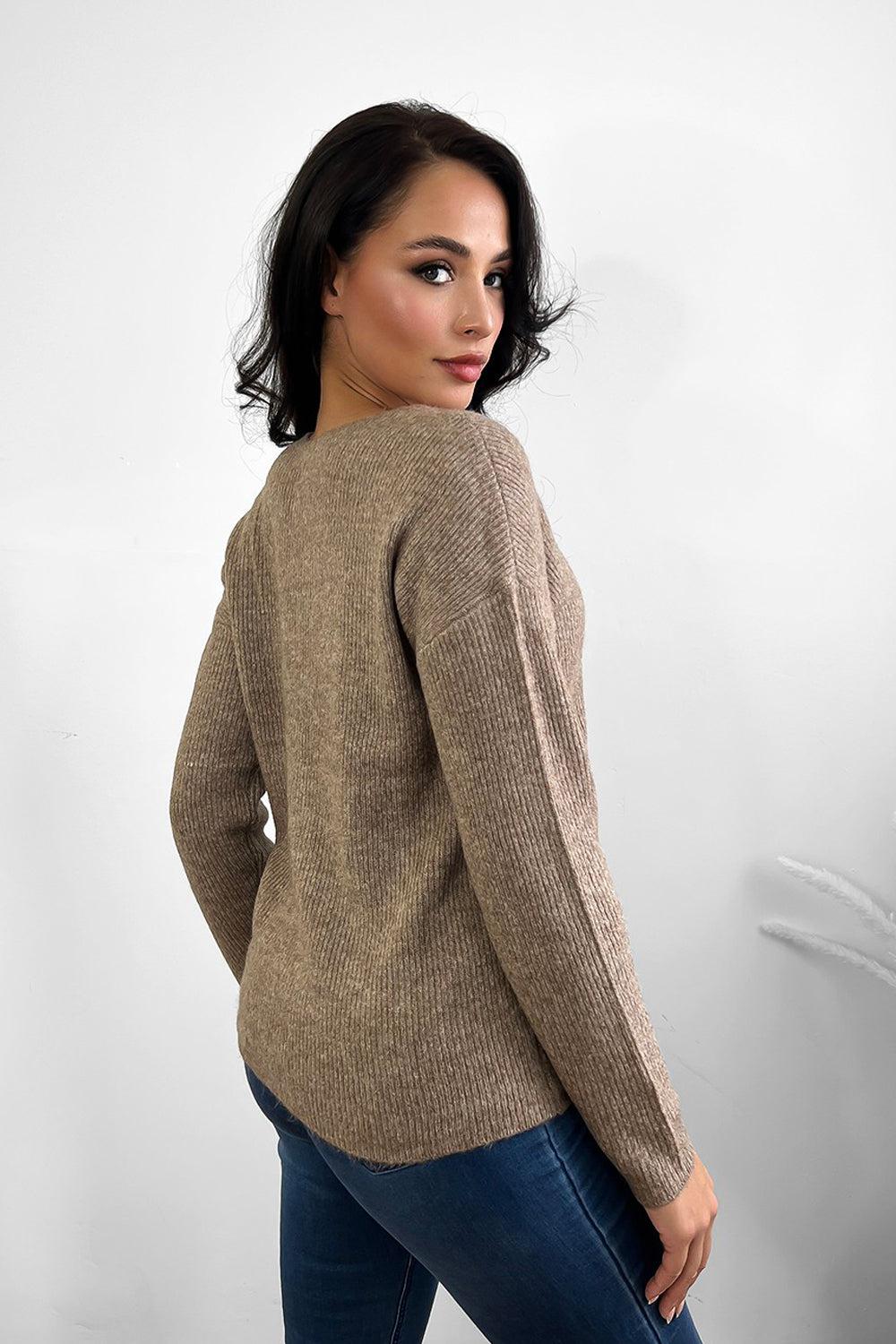 Super Soft Knit V-Neck Jumper-SinglePrice