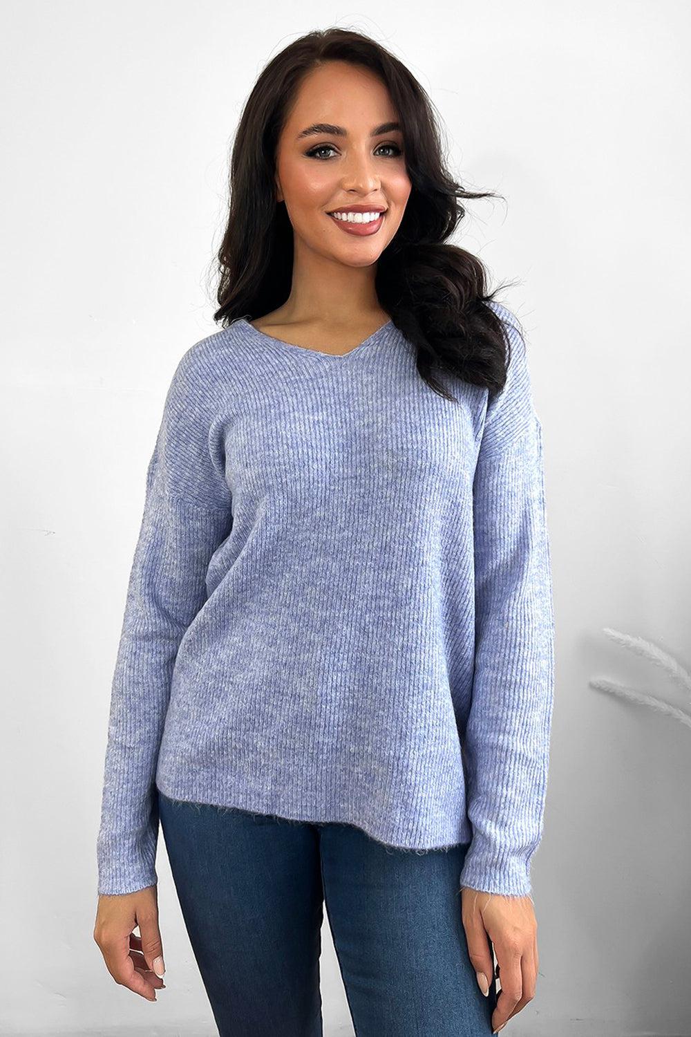 Super Soft Knit V-Neck Jumper-SinglePrice