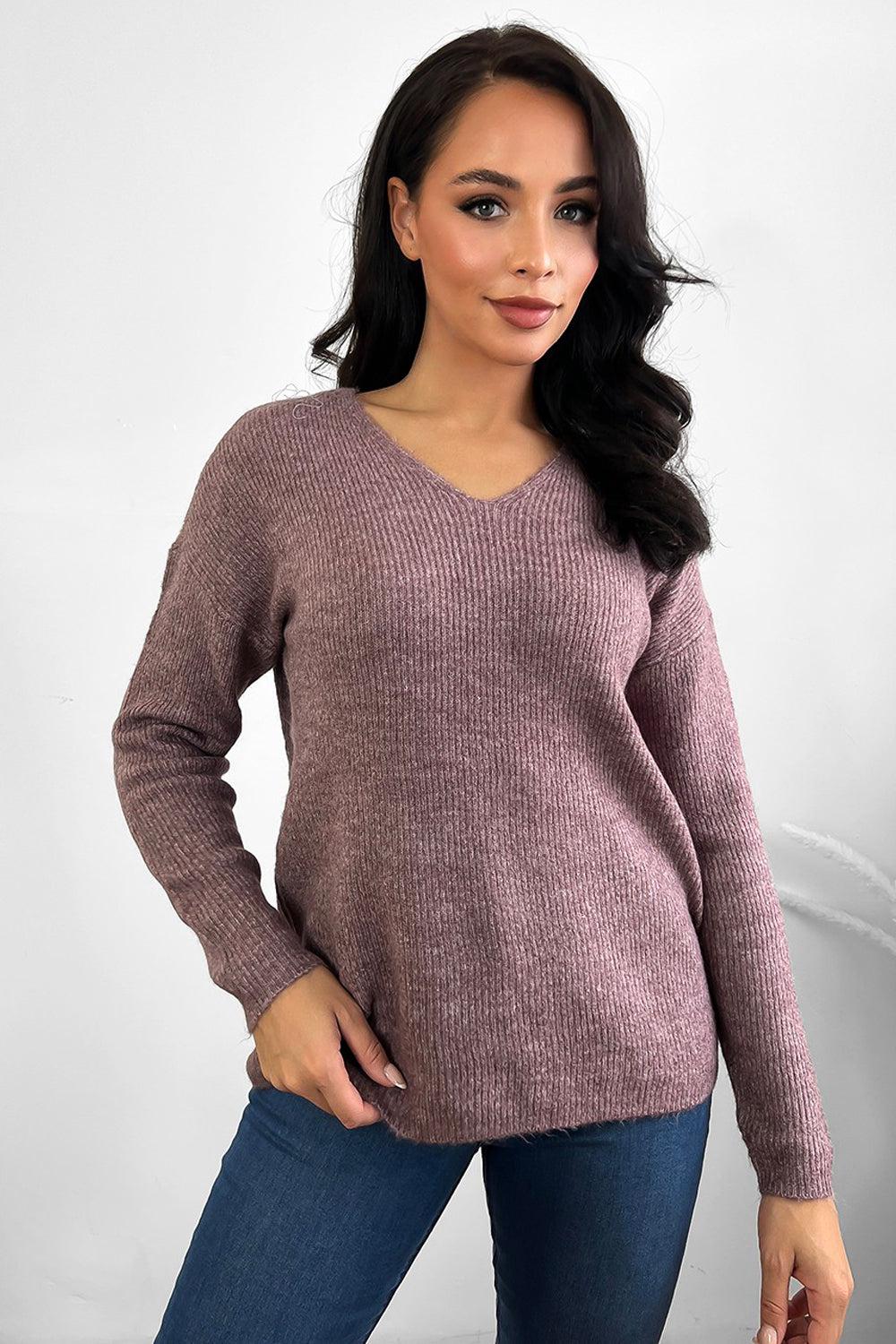 Super Soft Knit V-Neck Jumper-SinglePrice