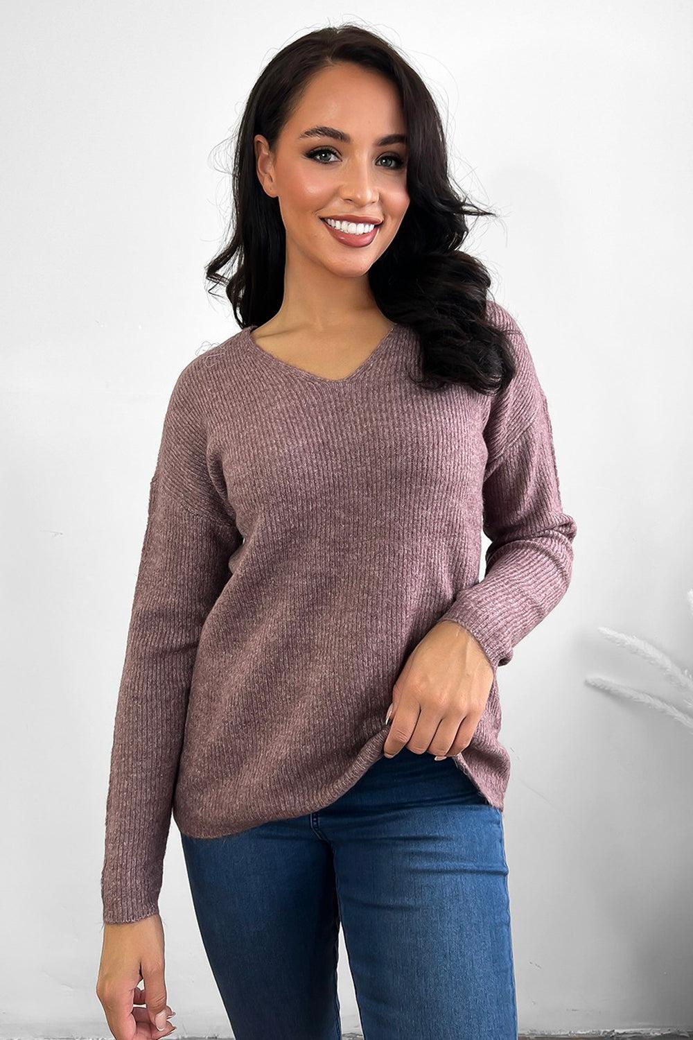 Super Soft Knit V-Neck Jumper-SinglePrice