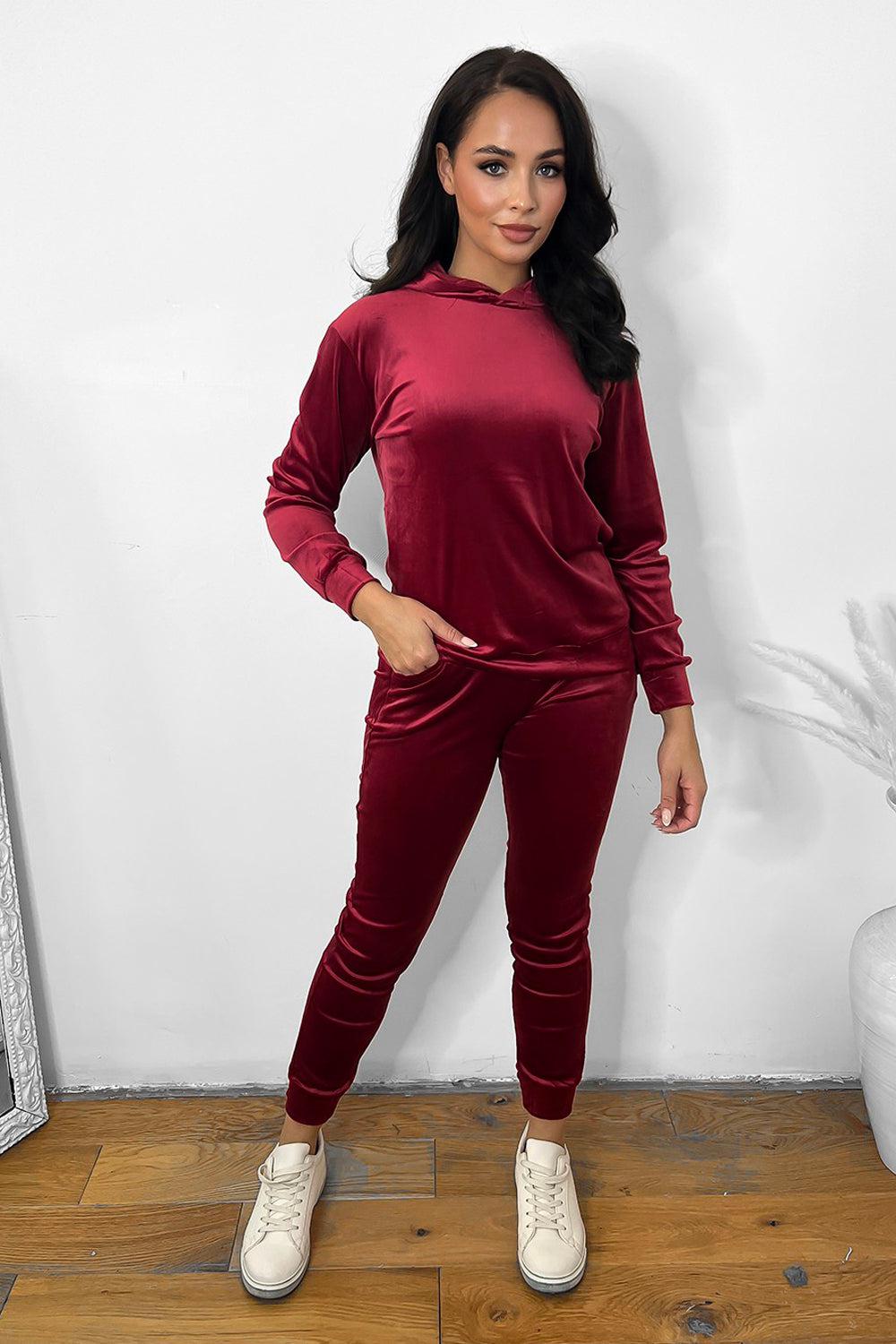Flat Velour All One Colour Hooded Tracksuit-SinglePrice