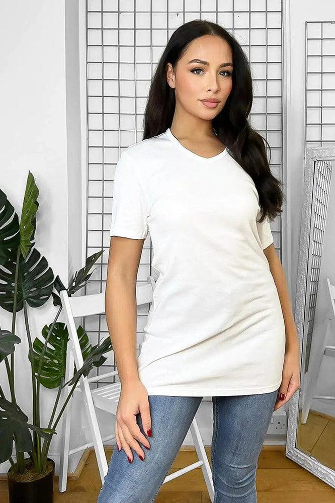White V-Neck Organic Cotton Comfort T-shirt-SinglePrice