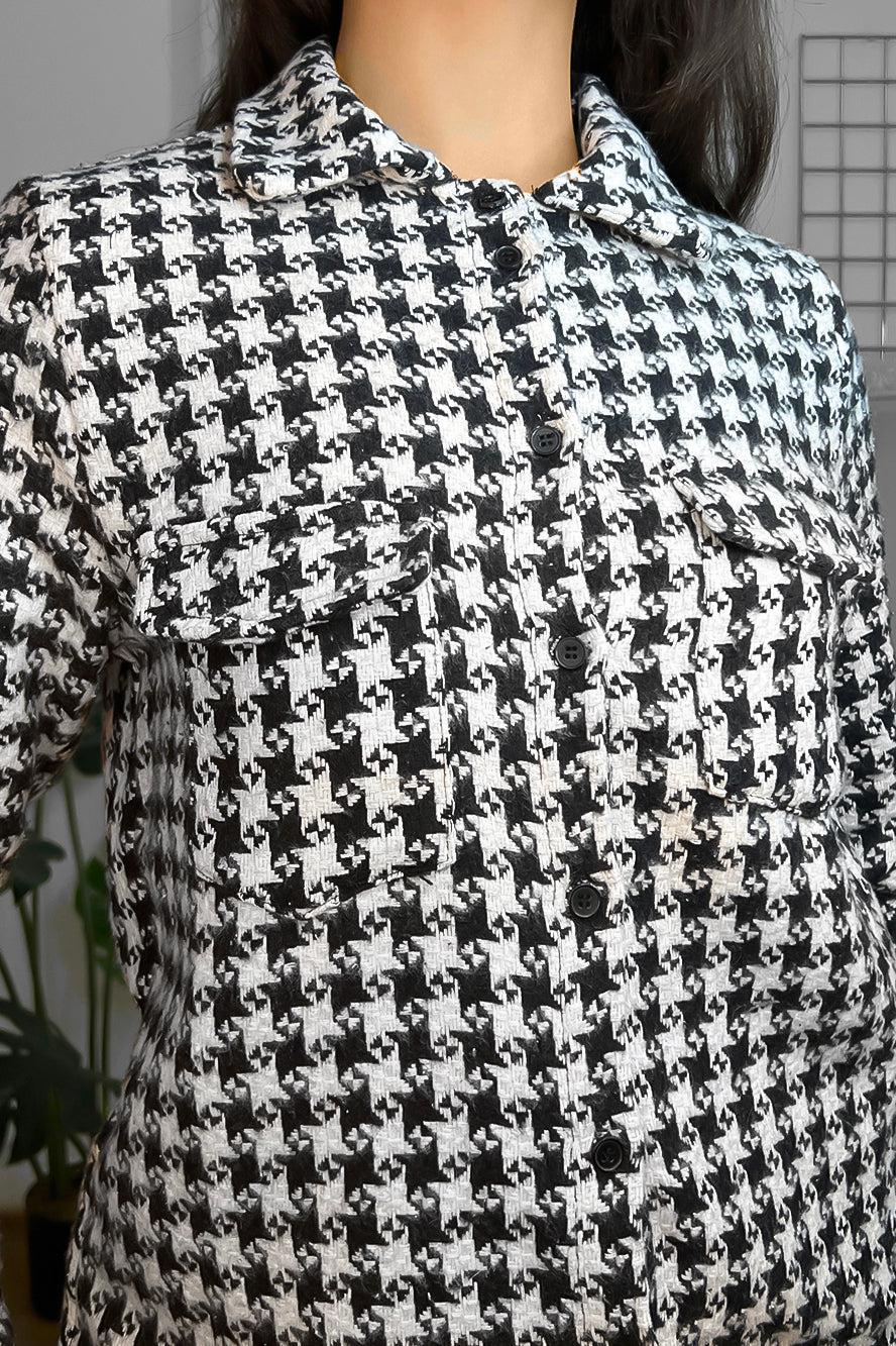Curve Dogtooth Check Shacket-SinglePrice