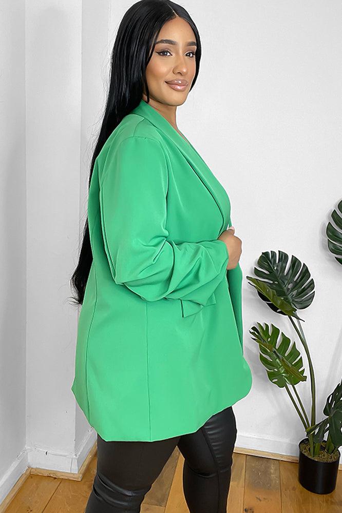 Ruched Sleeves Open Front Blazer-SinglePrice