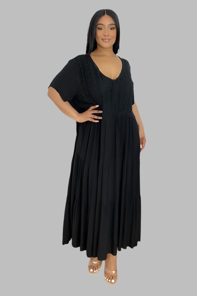 Lace Over Detail Cotton Maxi Dress-SinglePrice