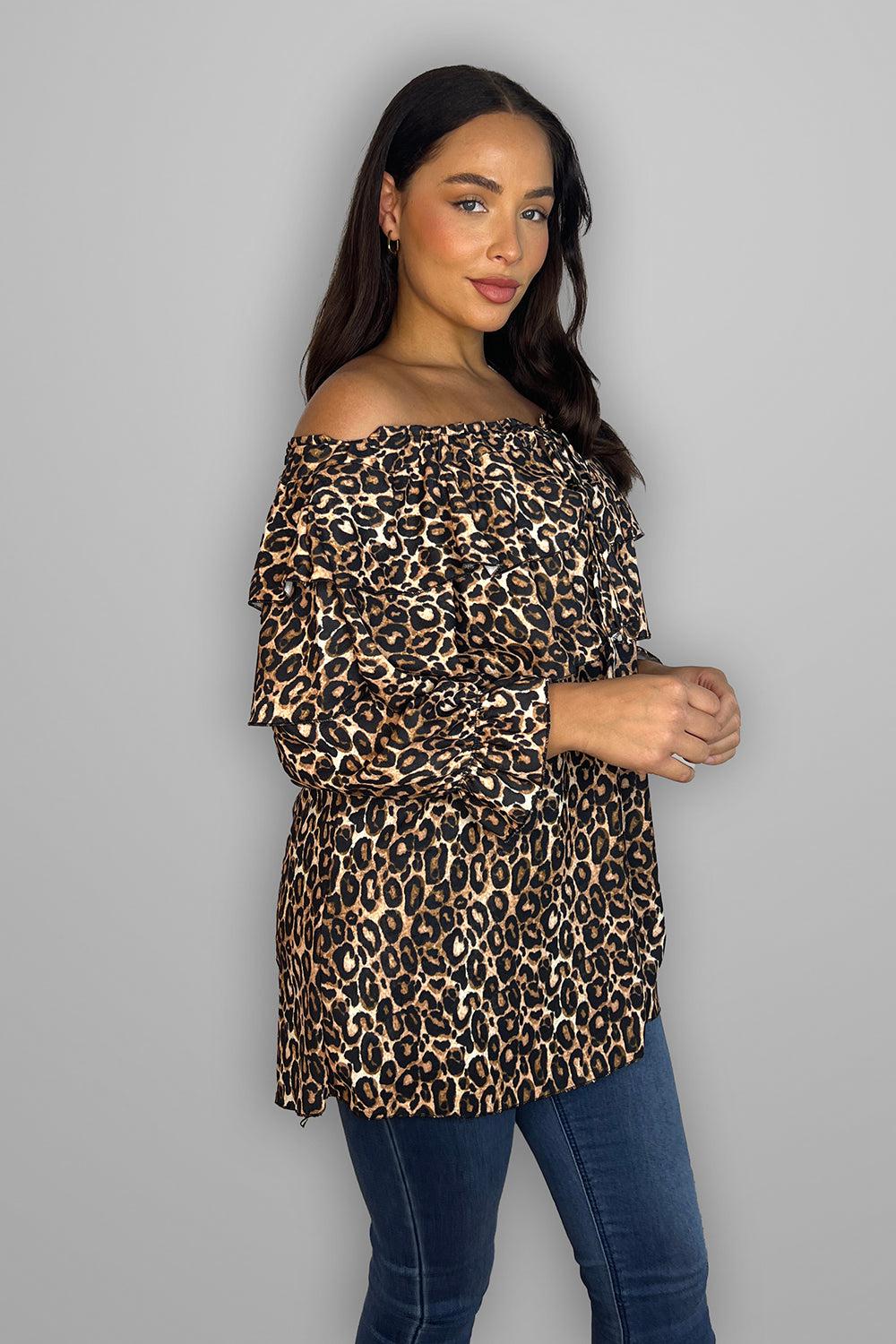 Drawstring Neckline Zebra Print Blouse-SinglePrice