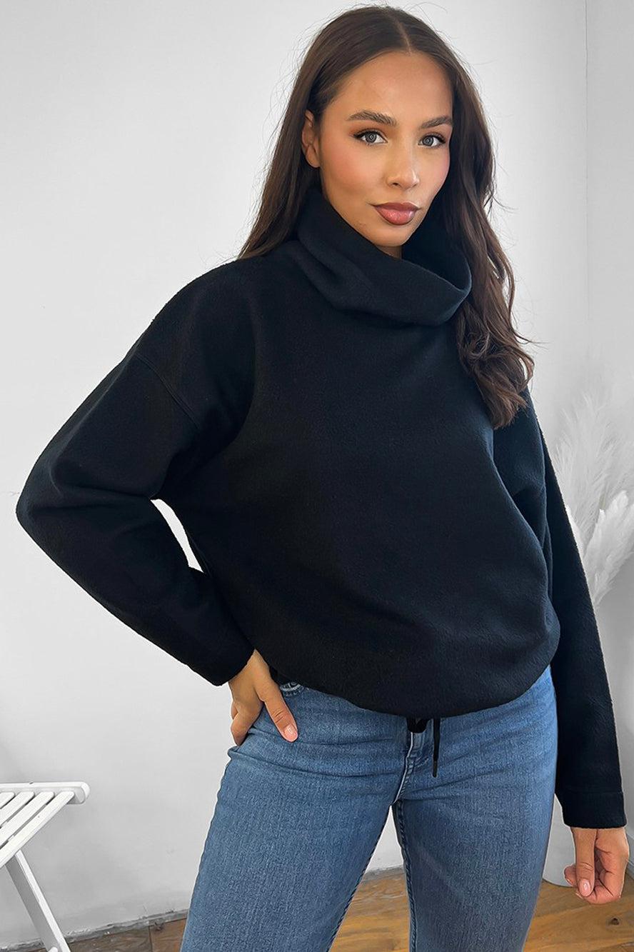 Fluffy Fleece Wide Neck Sweatshirt-SinglePrice