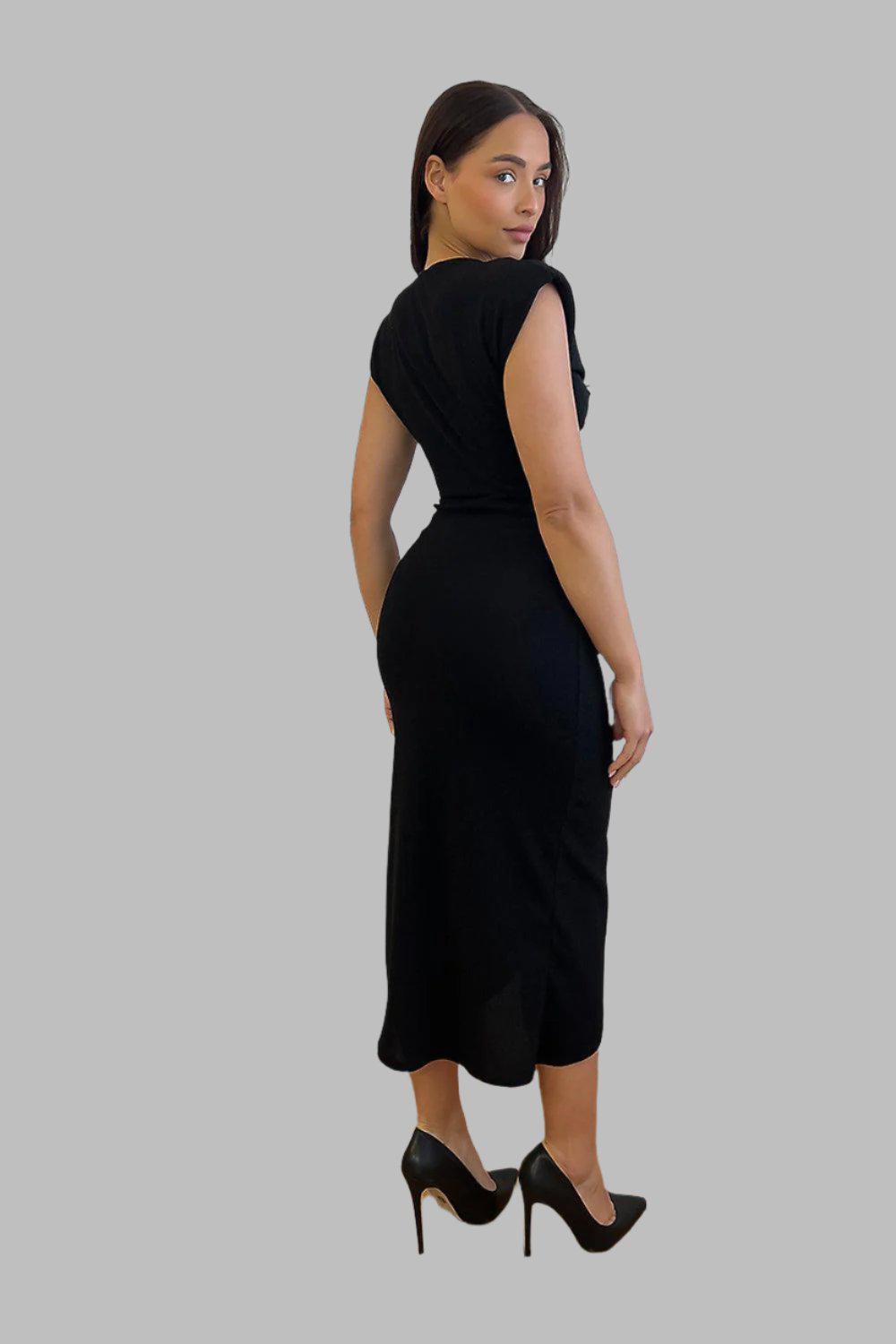 Shimmer Ruched Midi Dress-SinglePrice