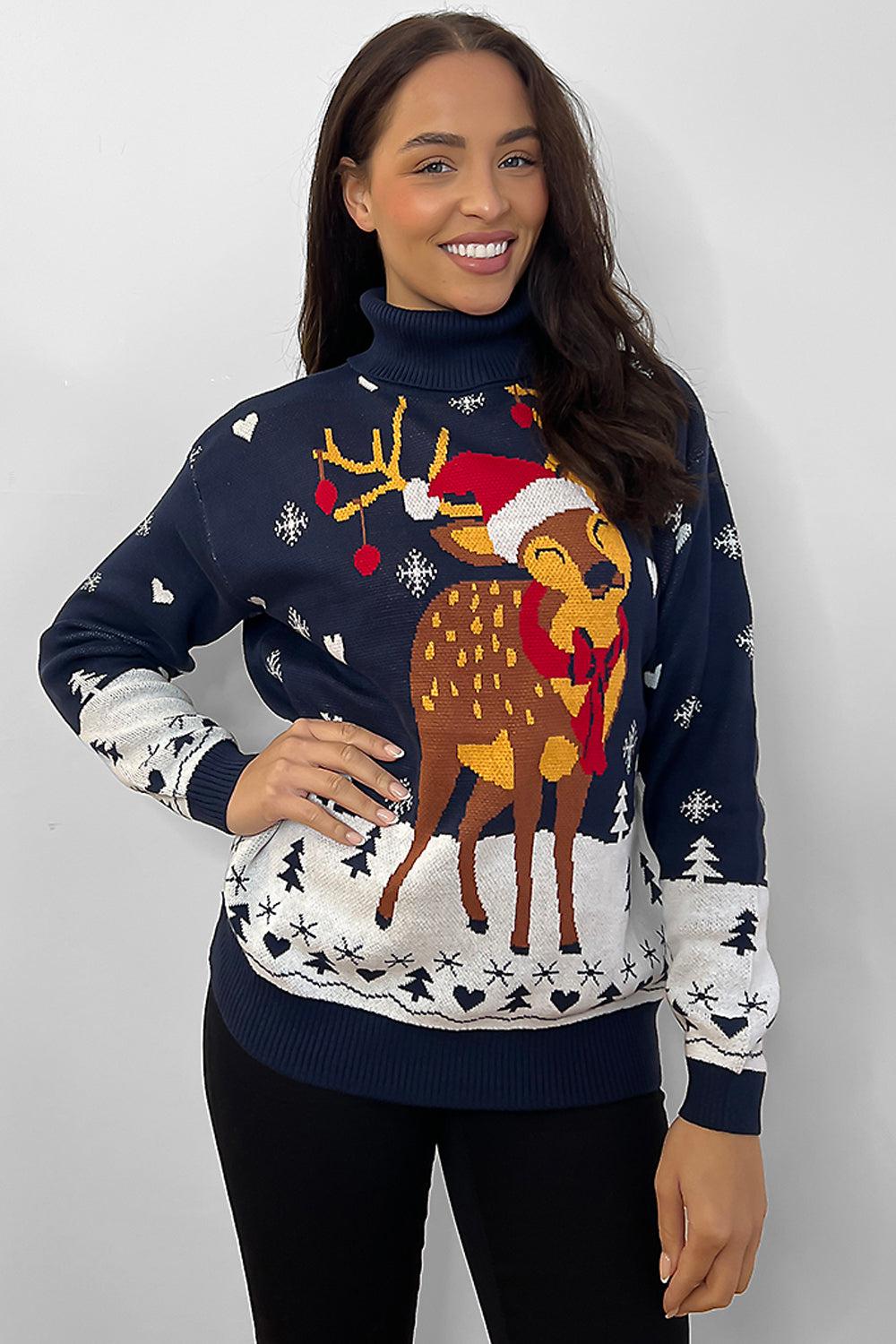 Reindeer High Neck Christmas Pullover-SinglePrice