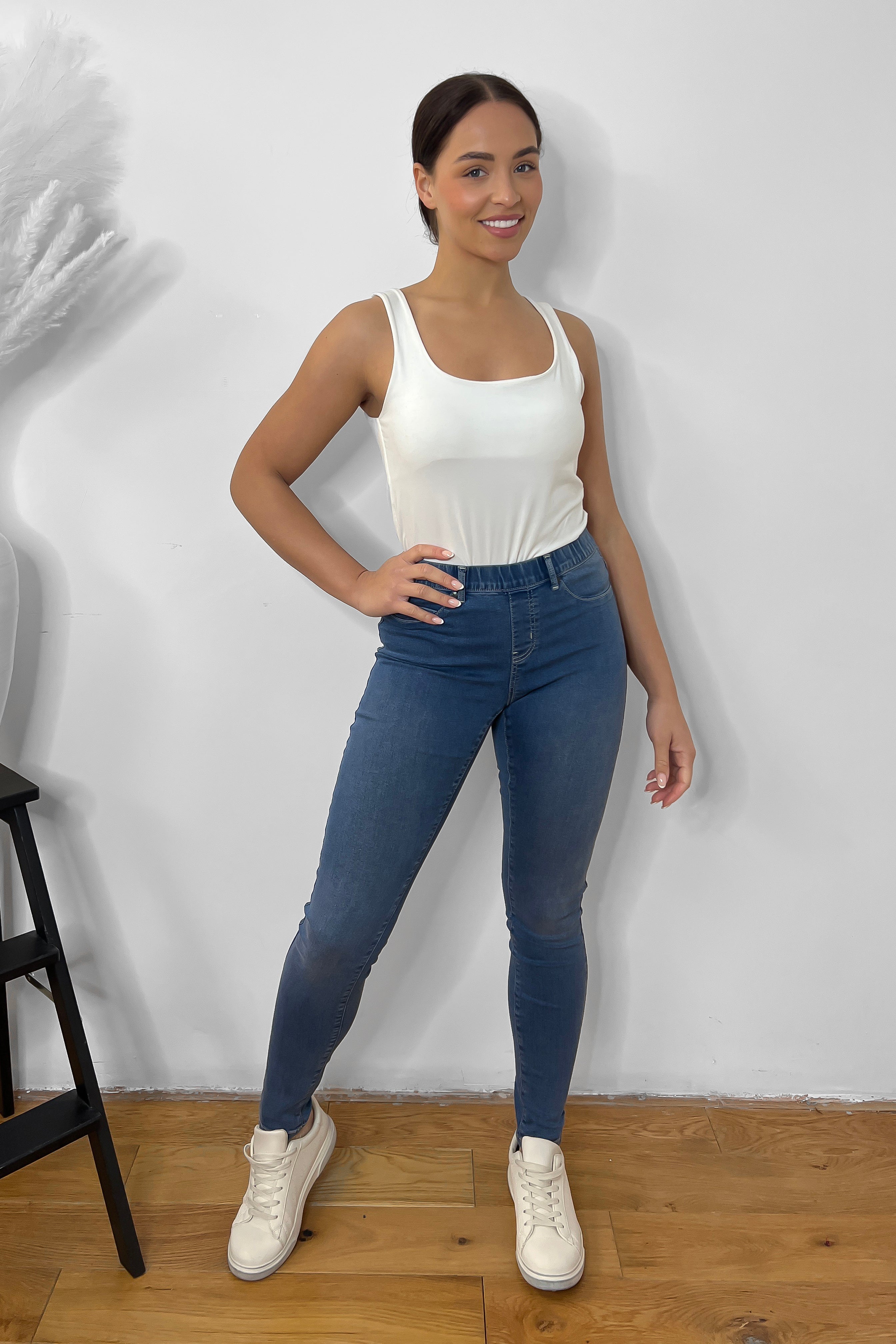 Elastic Waist Skinny Thick Denim Jeggings-SinglePrice