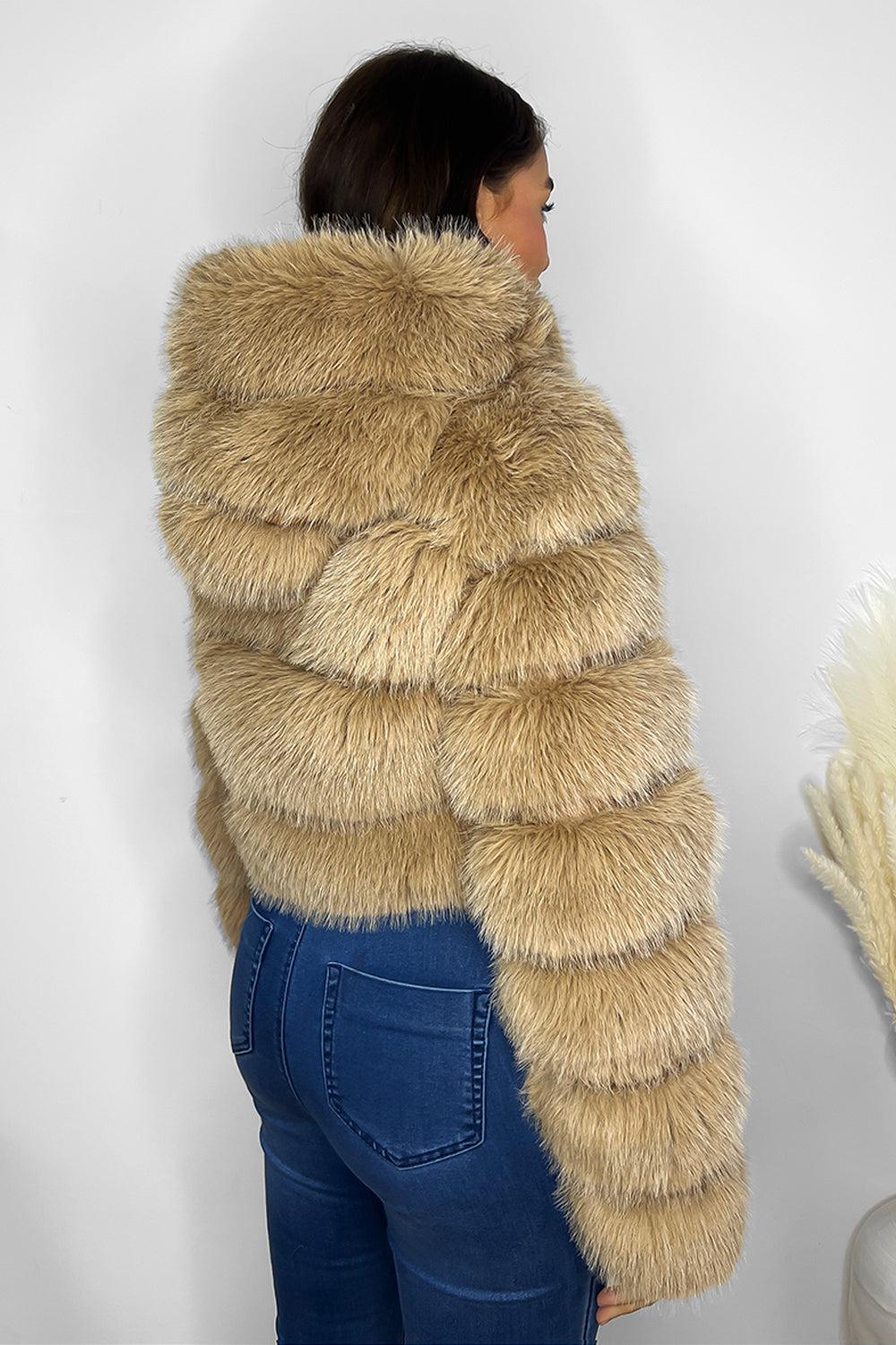 Cropped parka with faux fur hood store