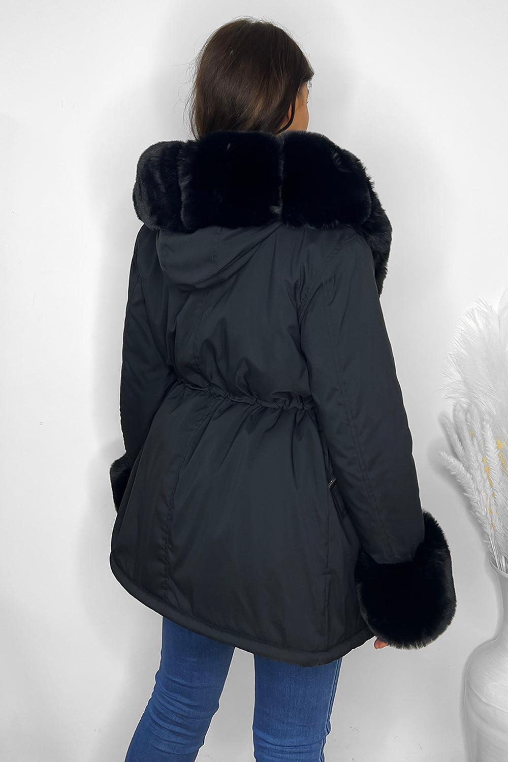 Faux Fur Detachable Fully Lined Versatile Hooded Winter Jacket-SinglePrice